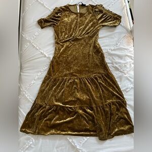 Who What Wear Gold Velvet Dress